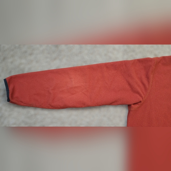 Eddie Bauer Men's XL Tall Quarter-Zip Fleece Pullover Waffle Knit Orange/Rust - Picture 5 of 9